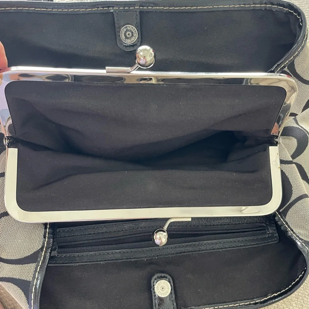 Coach Black and Tan Signature Tote